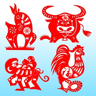 十二生肖剪纸窗花不干胶玻璃贴纸稿质成品相框虎兔龙蛇马羊年装饰