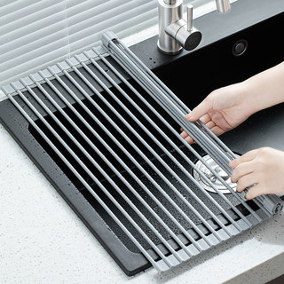 日本沥水架可折叠水槽碗架洗碗池碗盘碟收纳篮厨房水池硅胶置物架