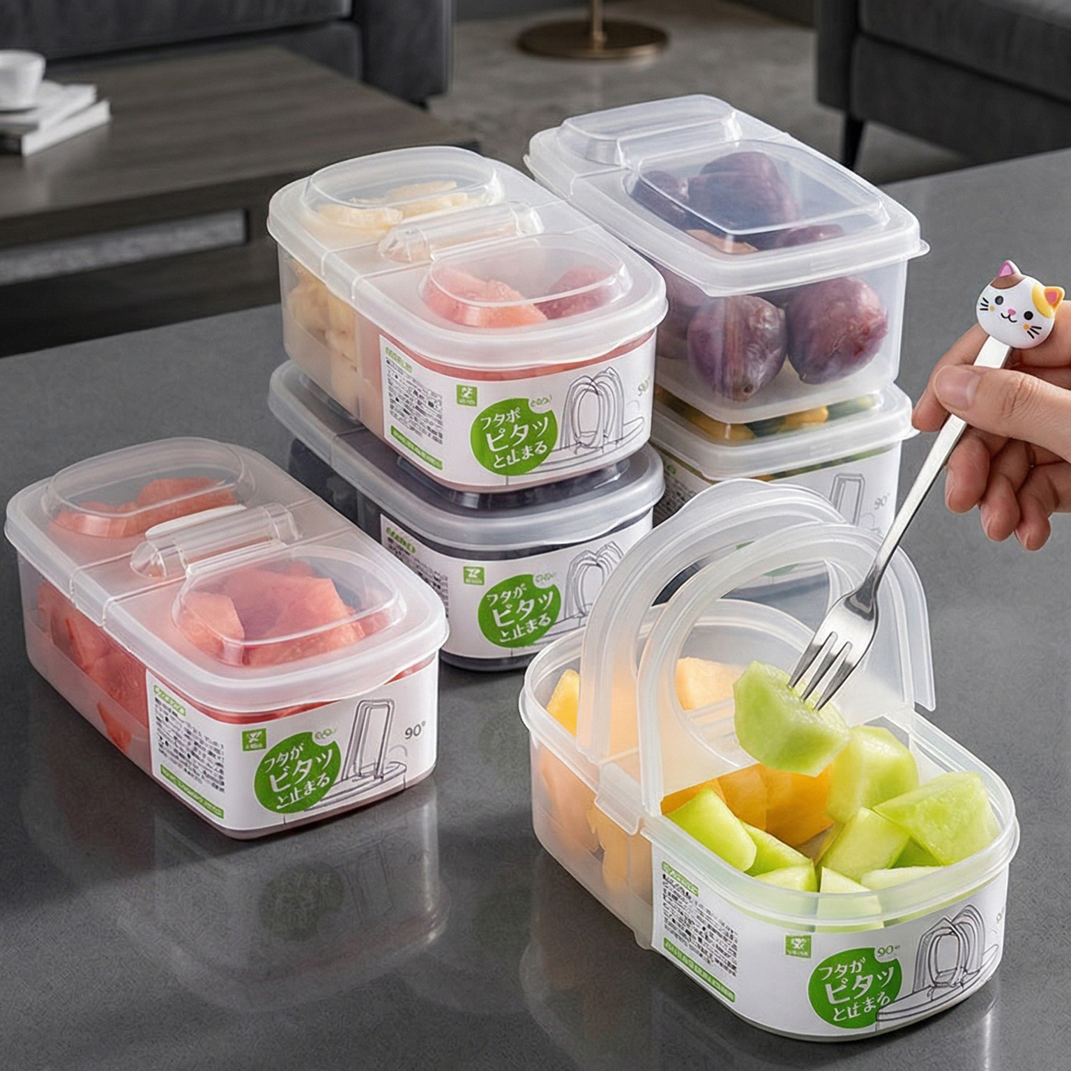 日本水果收纳盒食品级小学生外出携带春游野餐儿童分格食物保鲜盒