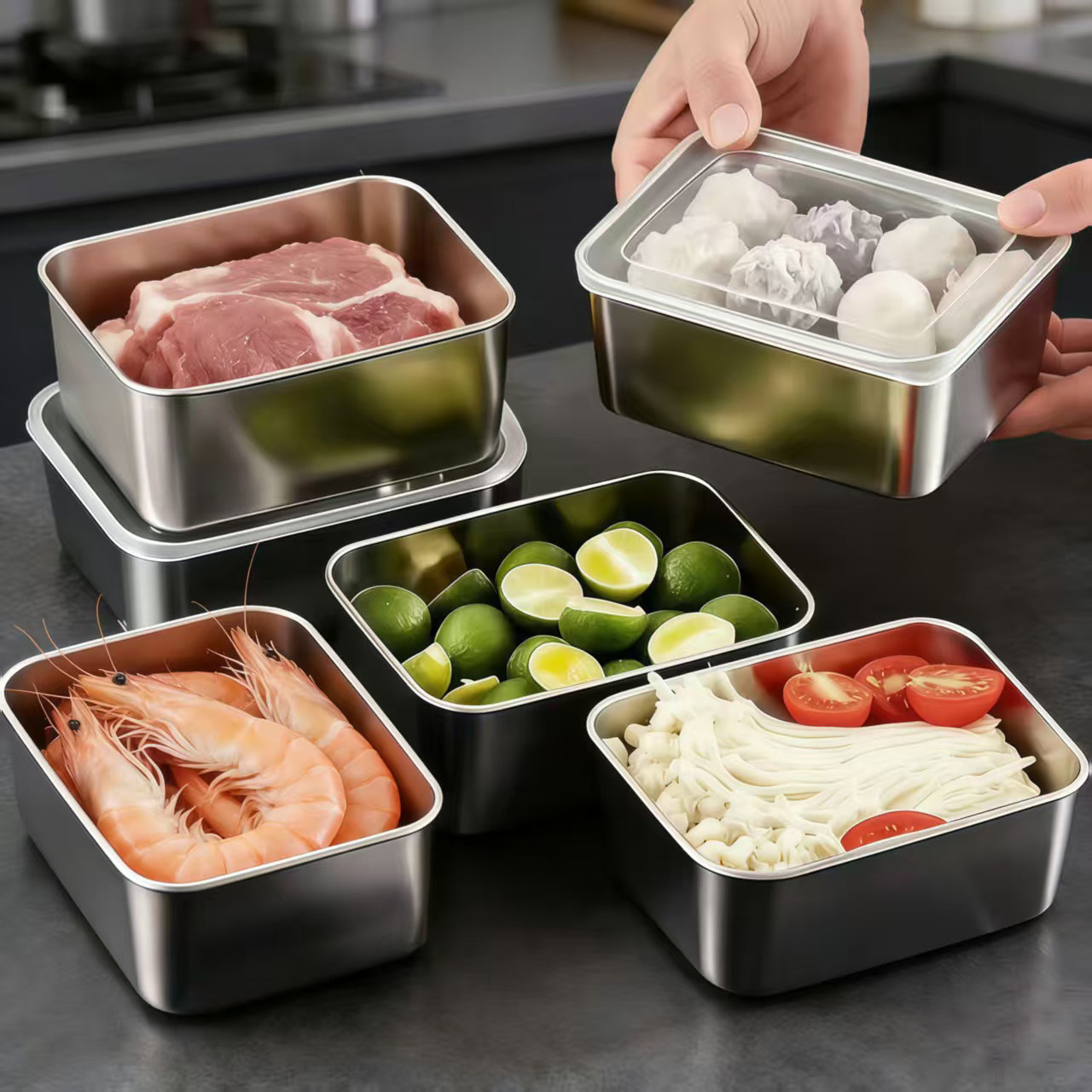 日本304不锈钢冷冻冷藏保鲜盒冰箱食物收纳盒冻肉海鲜分装备菜盒,餐饮具,保鲜盒,淘宝优惠券,粉丝福利购,淘宝优惠卷