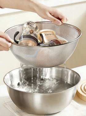 日本洗奶瓶专用盆304食品级沥水篮宝宝婴儿辅食碗烫清洗不锈钢盆
