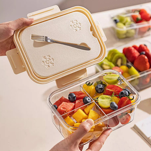 日本水果便当盒带叉子外出便携野餐露营食品级学生移动小冰箱保鲜