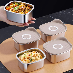 日本304不锈钢迷你保鲜盒食品级密封上班族便携饭盒分装收纳便当