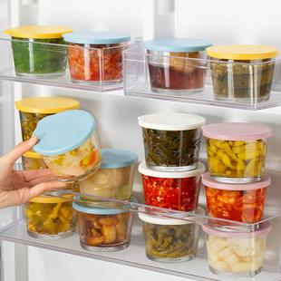 日本冰箱侧门高硼硅玻璃咸菜密封罐泡菜保鲜盒冰箱冷藏腌菜收纳盒