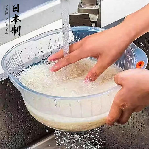 日本进口小号淘米盆洗米筛洗菜沥水篮厨房家用淘菜洗水果过滤神器