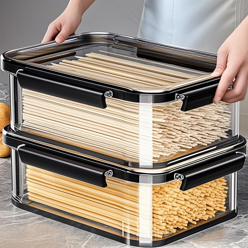 日本面条收纳盒食品级挂面意面长方形防虫密封保鲜盒冰箱葱收纳盒