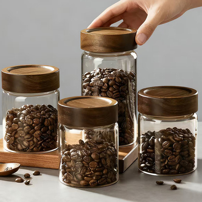 日本高硼硅玻璃咖啡豆保存罐密封罐咖啡粉专用储存茶叶陈皮收纳瓶