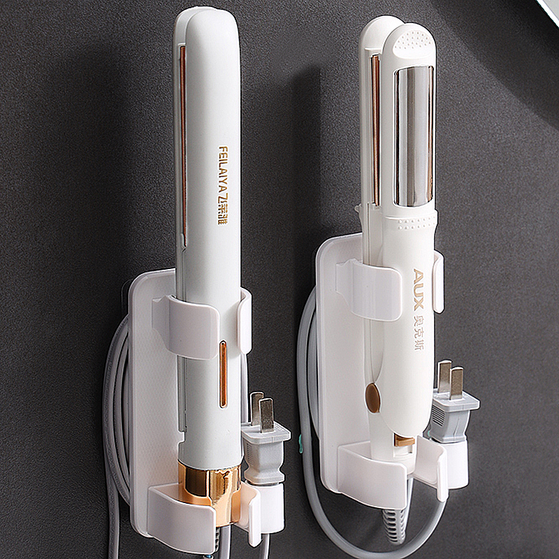 日本卷发棒收纳架免打孔卫生间壁挂式电夹板支架直发梳夹板置物架