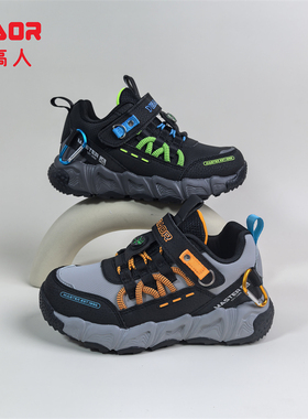 永高人2025秋款皮面33-39男中童户外运动鞋Q53628防水防滑登山鞋