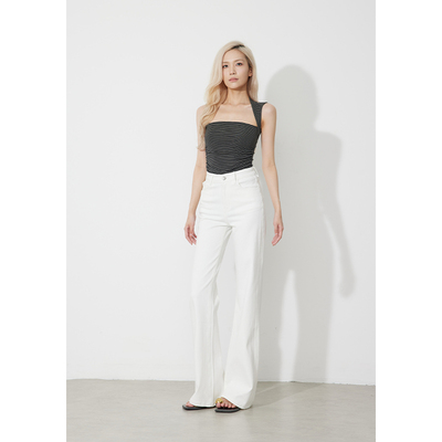 RUGOSAM新品薄款春夏阔腿牛仔裤女高腰微喇拖地长裤RB0677