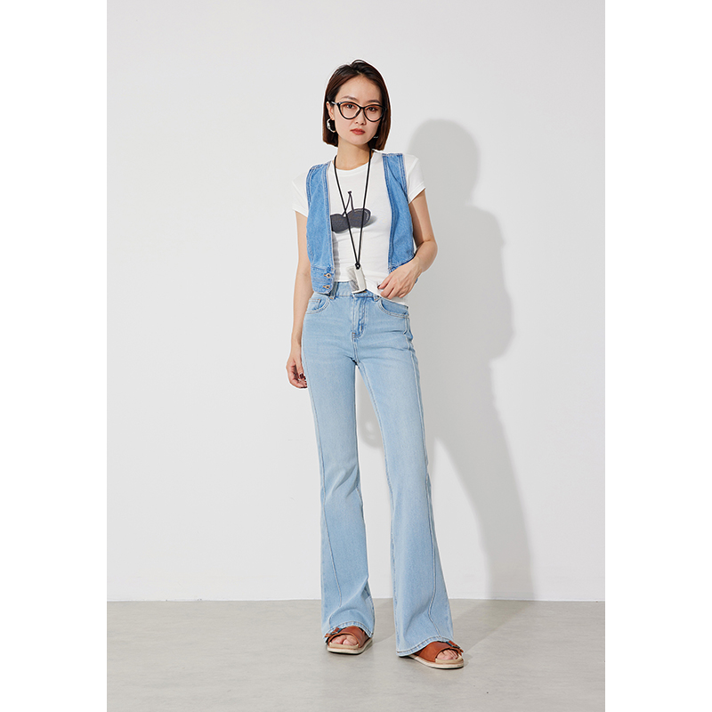 RUGOSAM「微喇裤系列」早秋上新丨高腰女修身弹力牛仔裤RB0521