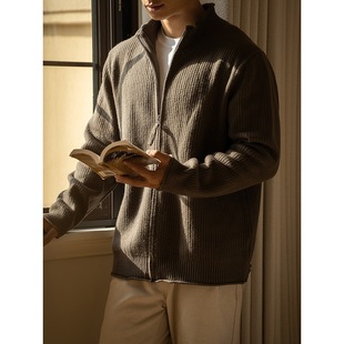 MY2505 男保暖亲肤慵懒休闲毛衣外套 老钱风意式 7针拉链针织开衫