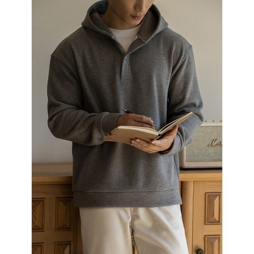 老钱风加绒加厚长袖连帽卫衣男士防风保暖亲肤休闲连帽衫 WY7256