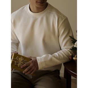 云感350G莫代尔棉空气层加绒加厚卫衣男保暖磨毛长袖 T6008 T恤