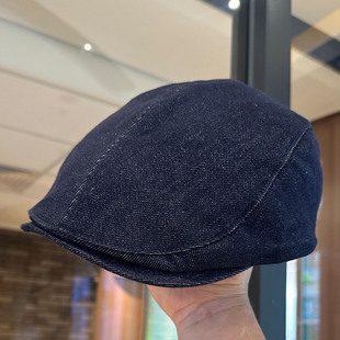 美式复古藏青牛仔前进帽时尚男女短檐鸭舌帽小众高品质报童画家帽