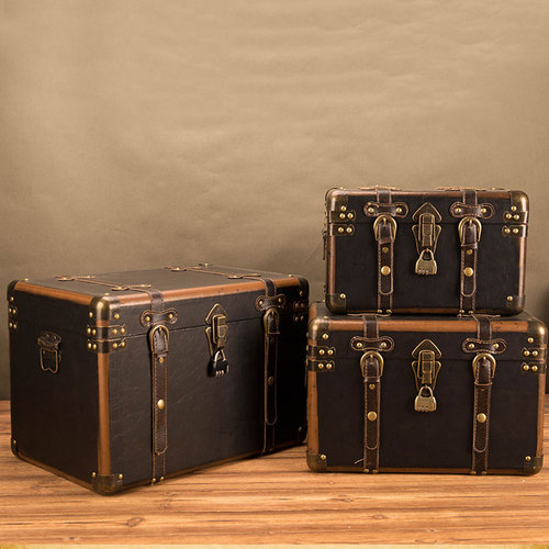 家用大容量特大号覆古收纳箱带锁上锁木箱储物小箱子密码箱道具箱