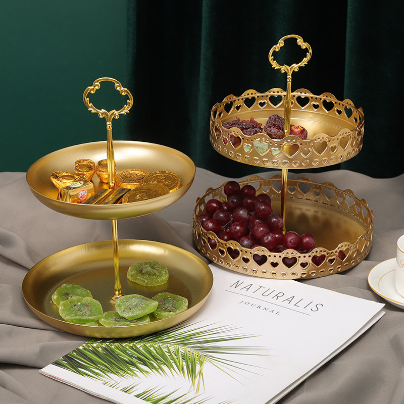 双层水果盘零食糖果盘子多层托盘