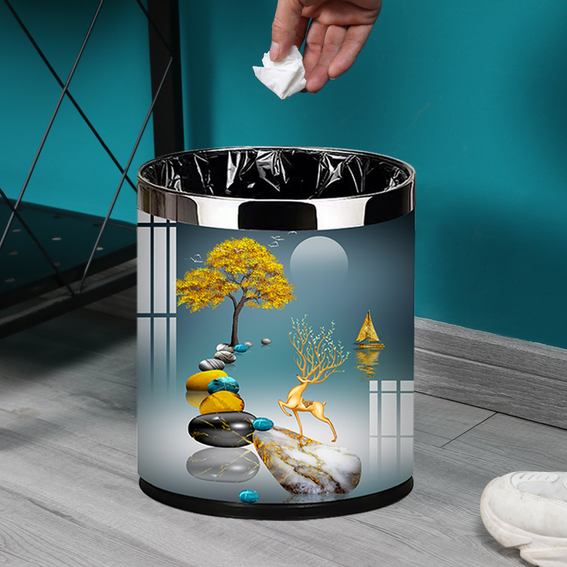 创意新中式家用客厅垃圾桶加厚
