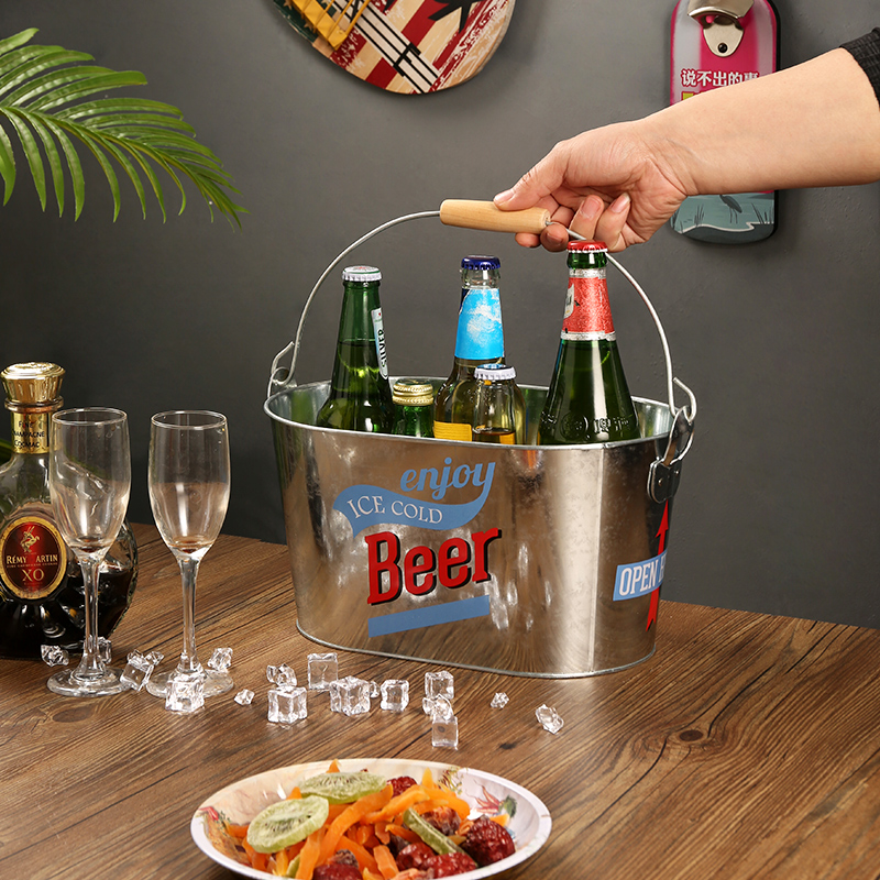 手提冰桶酒吧ktv商用装冰块铁桶