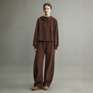 休闲两件套 女2026早春独特超好看连帽卫衣弯刀阔腿裤 美式 运动套装