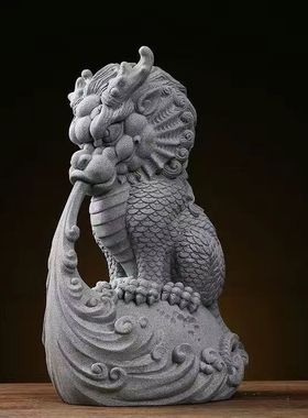 水族鱼缸造景青砂石镇水兽沉水摆件吸水兽茶宠中式创意瑞兽装饰品