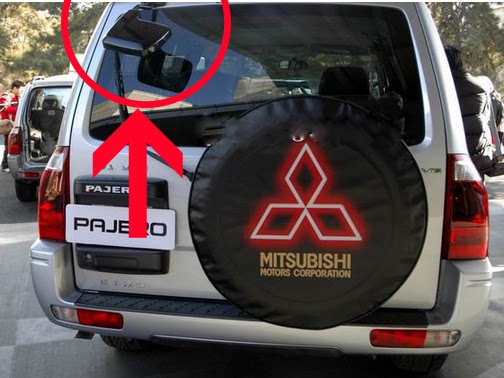 适用三菱v73v77汽车尾门后视镜照地镜倒车镜总成原车孔位安装