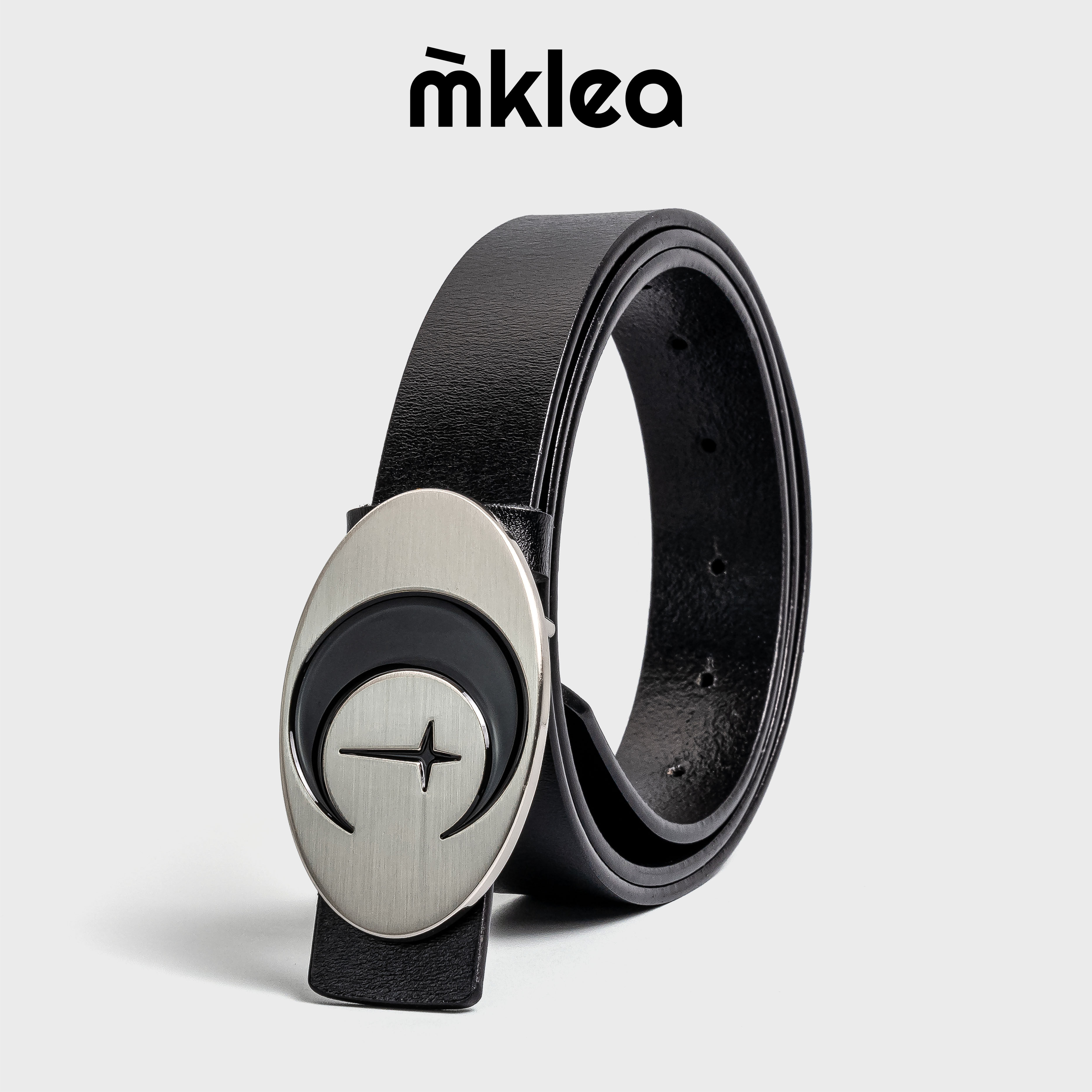 MKLEA 孤星伴月复古小众真皮腰带高级轻奢时尚皮带炫酷炸街裤带