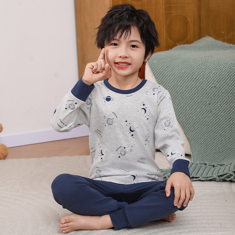 男童秋衣秋裤套装纯棉春秋款小童男孩打底棉毛衫宝宝儿童全棉睡衣
