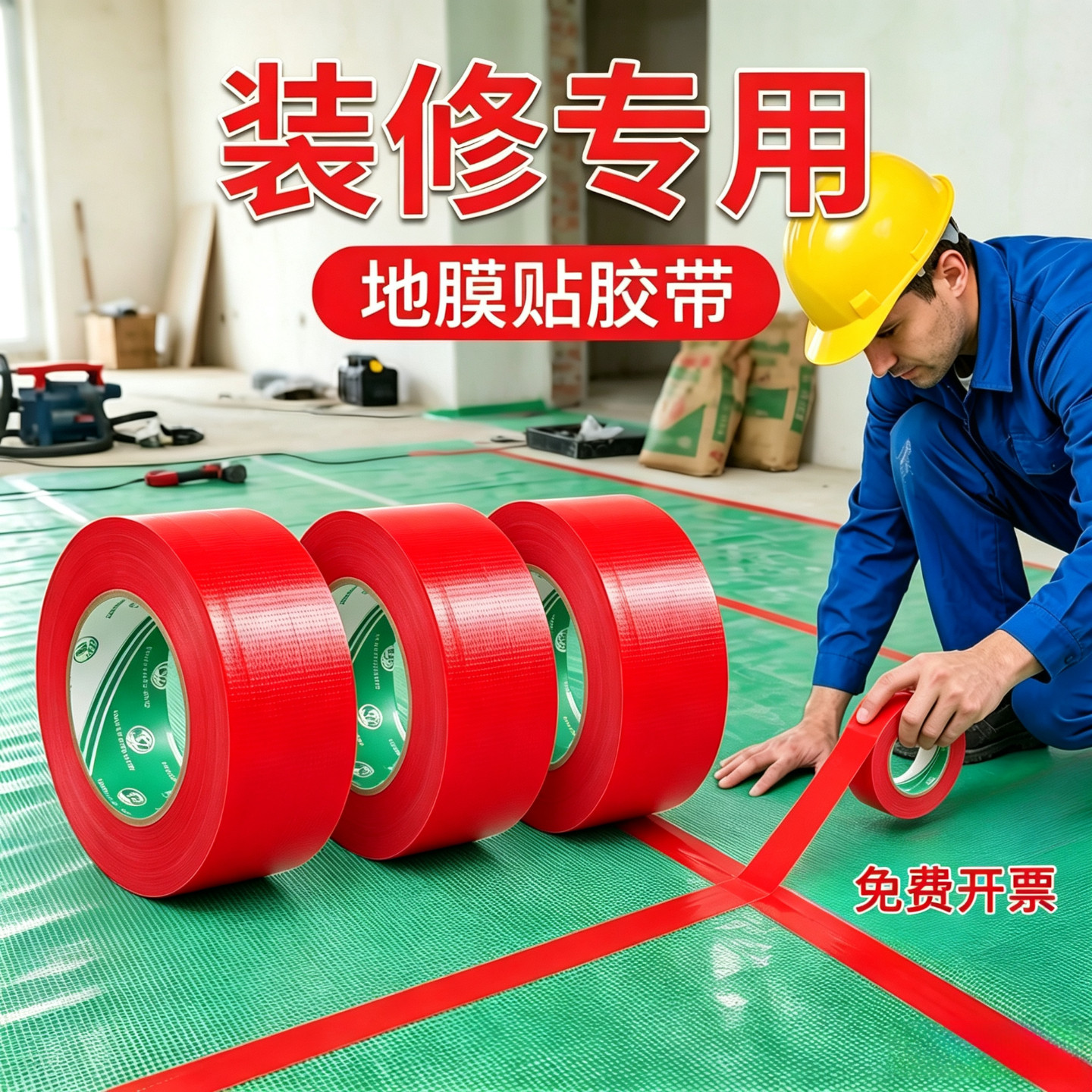 宽宏红色布基地膜专用胶带单卷
