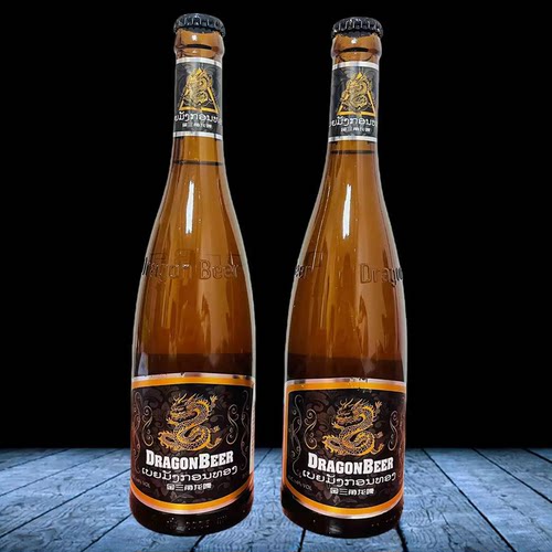 老挝原装进口啤酒金三角龙啤玻璃瓶大瓶500mlx6瓶老挝啤酒