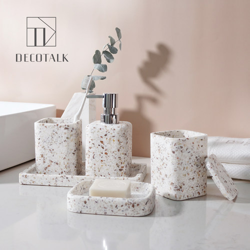 北欧ins风水磨石卫浴洗漱套件