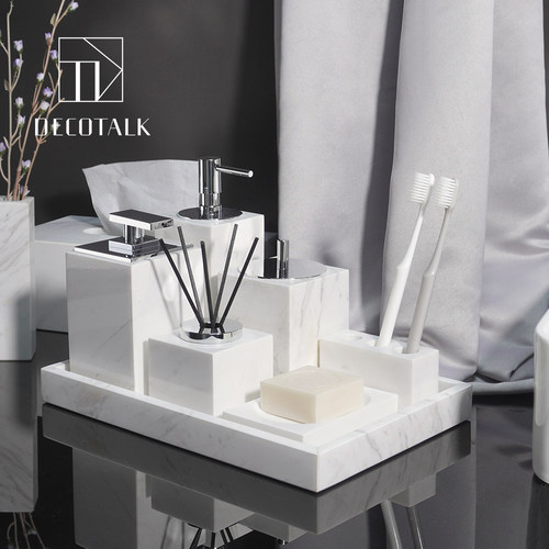 简约奢华大理石洗手台洗漱套件