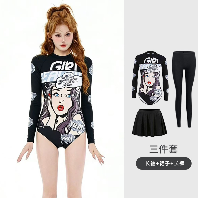 UPF50+女连体防晒速干潜水服泳衣图片