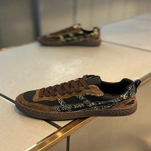 男鞋早秋新款低帮板鞋花纹阿甘鞋时尚潮流百搭软底舒适运动休闲鞋