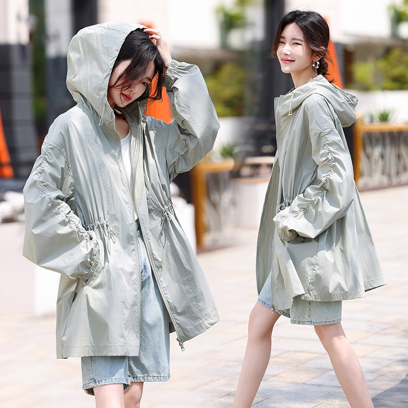 防晒衣女2025新款夏季中长款女骑车外套长袖薄透气