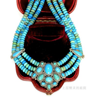 天然绿松石重工欧美复古项链