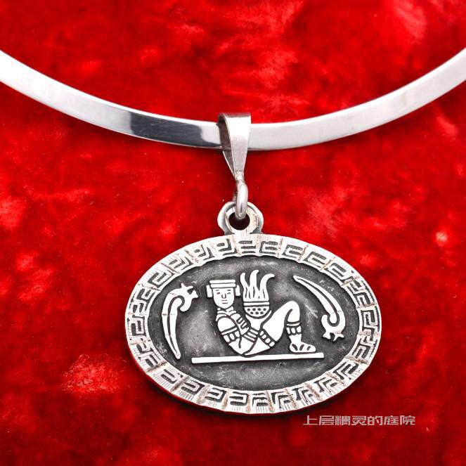 上层精灵的庭院∮taxco塔斯克950银图腾手工匠vtg吊坠 含银项圈