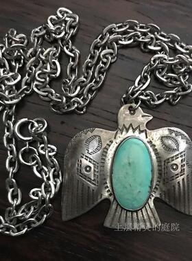 SOLD上层精灵的庭院∮ 雷鸟鹰 印第安纳瓦霍部落老银绿松石吊坠