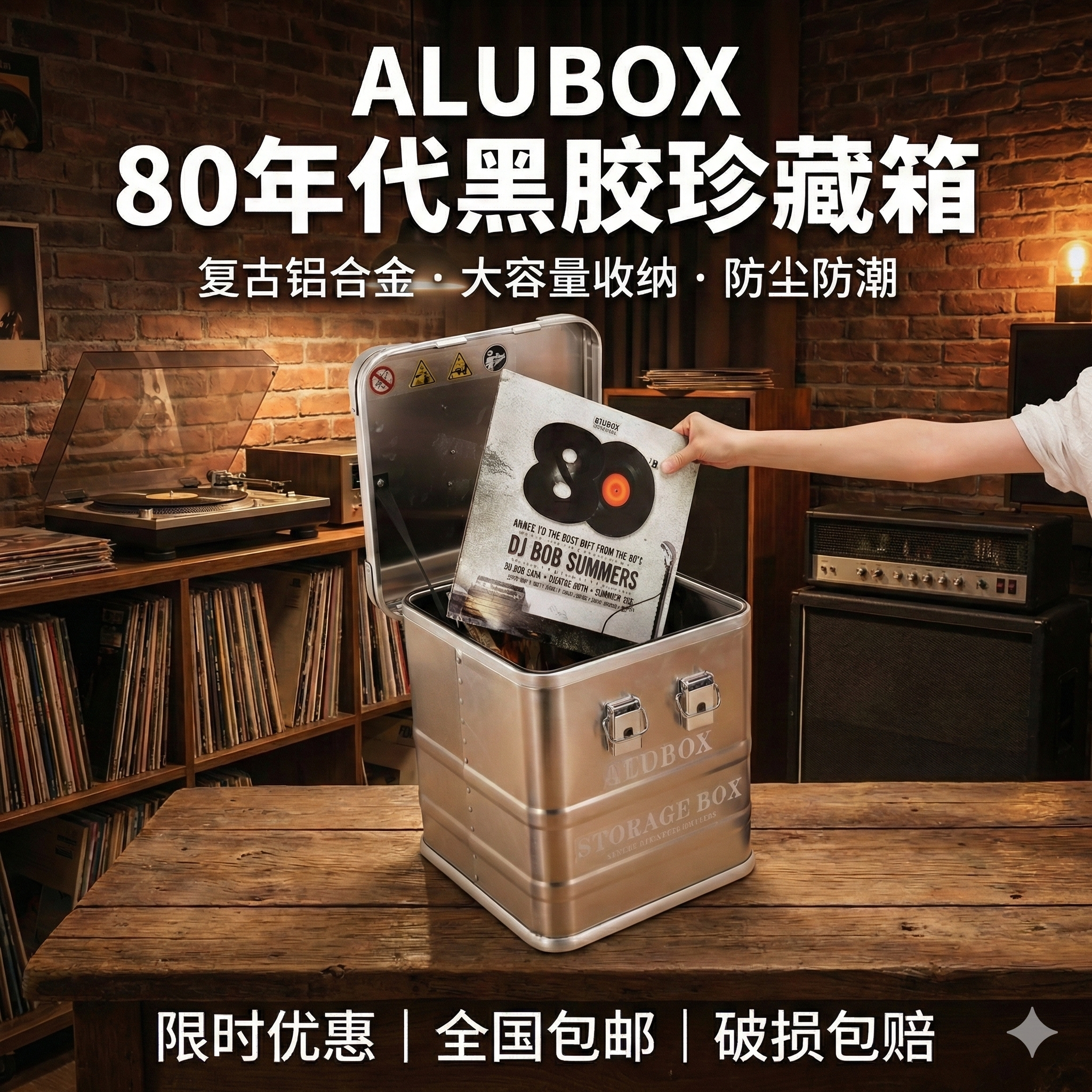 ALUBOX黑胶唱片LP存放收纳盒12寸唱片收藏整理收纳影碟胶片箱手提