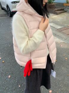 Aelita6383冬装韩国百搭羽绒马甲宽松休闲连帽抽绳无袖背心外套女