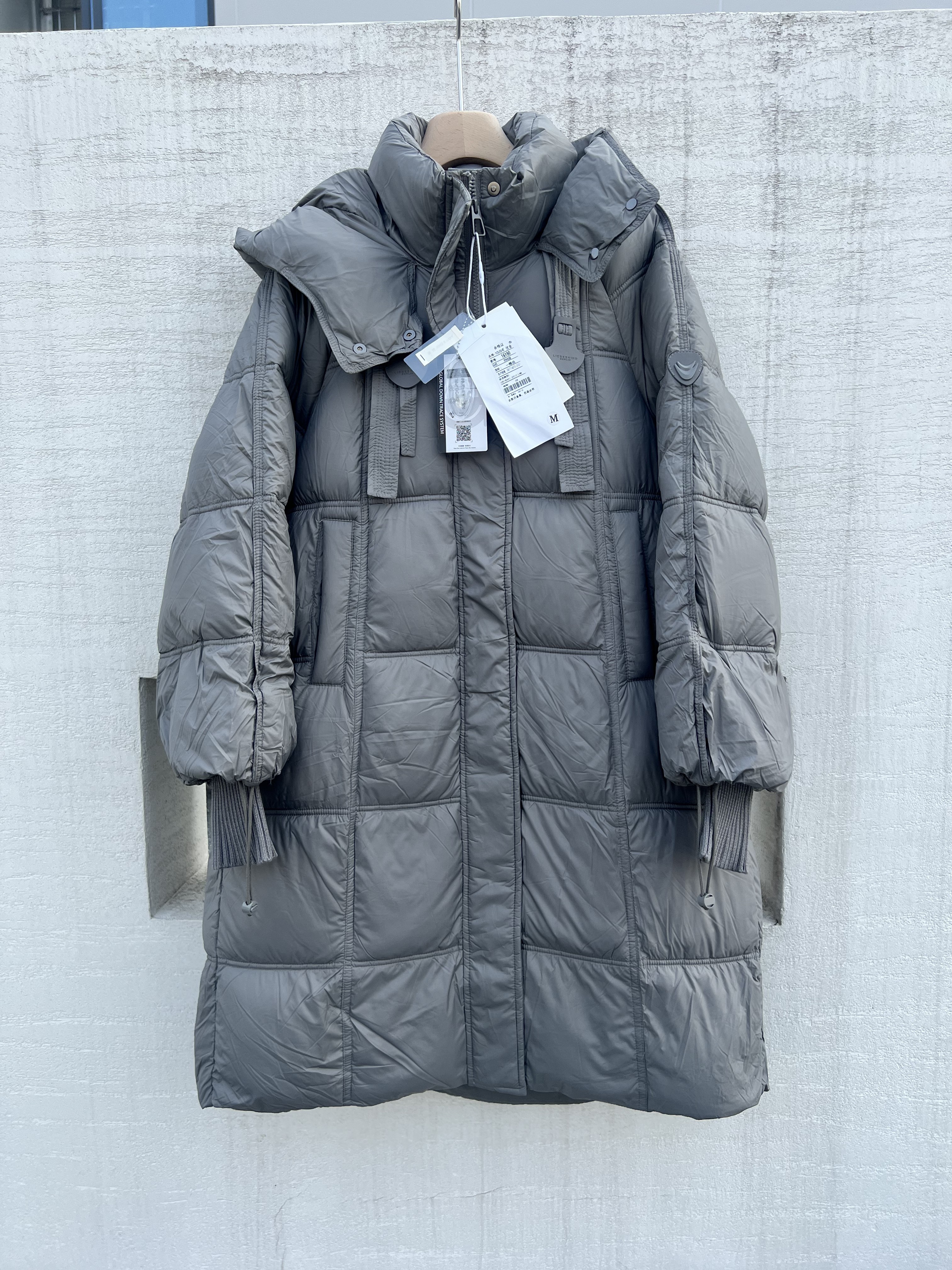 欧洲站2025冬装连帽抽绳加厚保暖长款90白鸭绒羽绒服女被子款外套