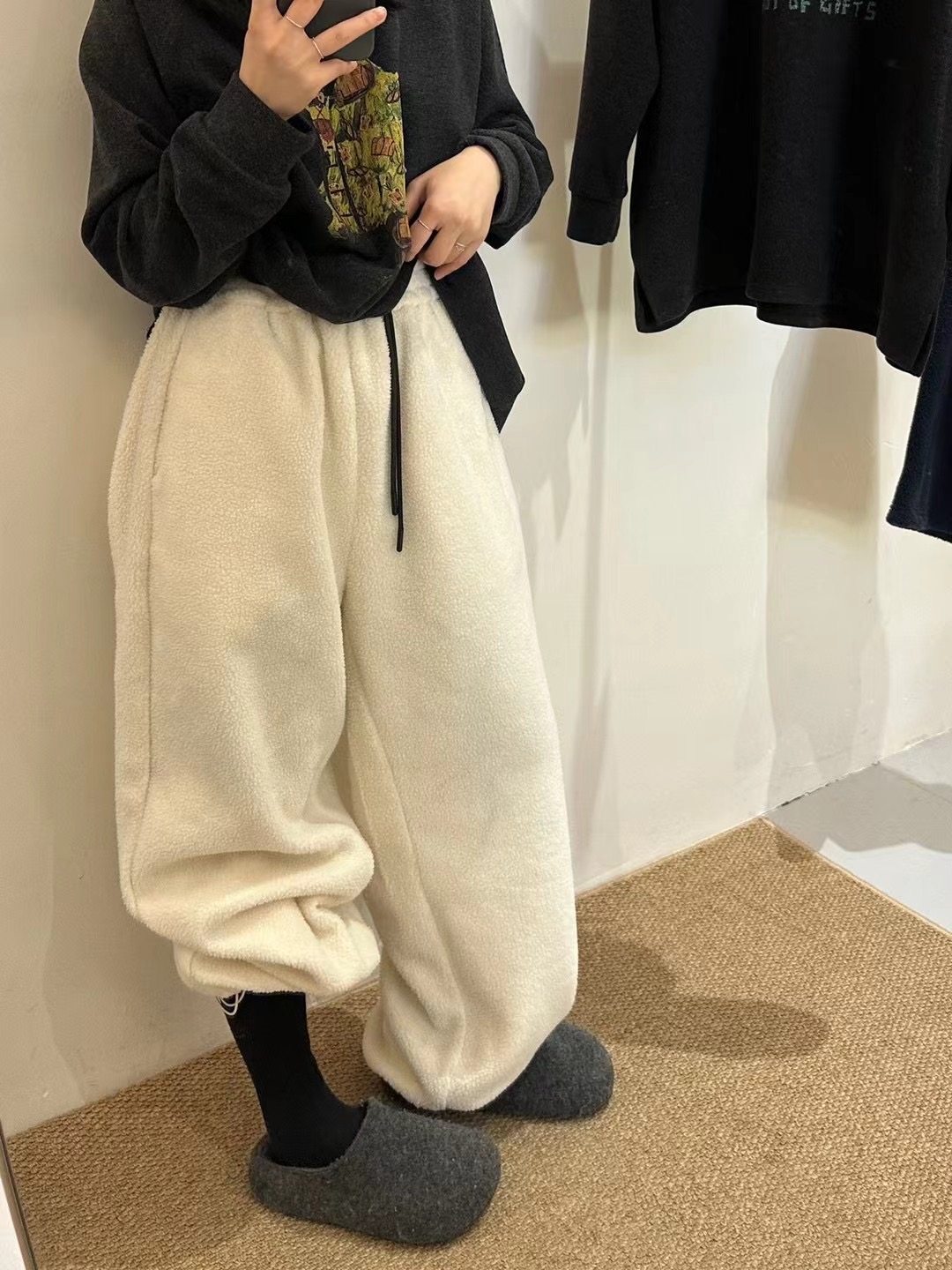 韩国2025冬季宽松加绒加厚百搭直筒阔腿裤羊羔毛卫裤拖地休闲裤女,女装/女士精品,卫裤,淘宝优惠券,粉丝福利购,淘宝优惠卷