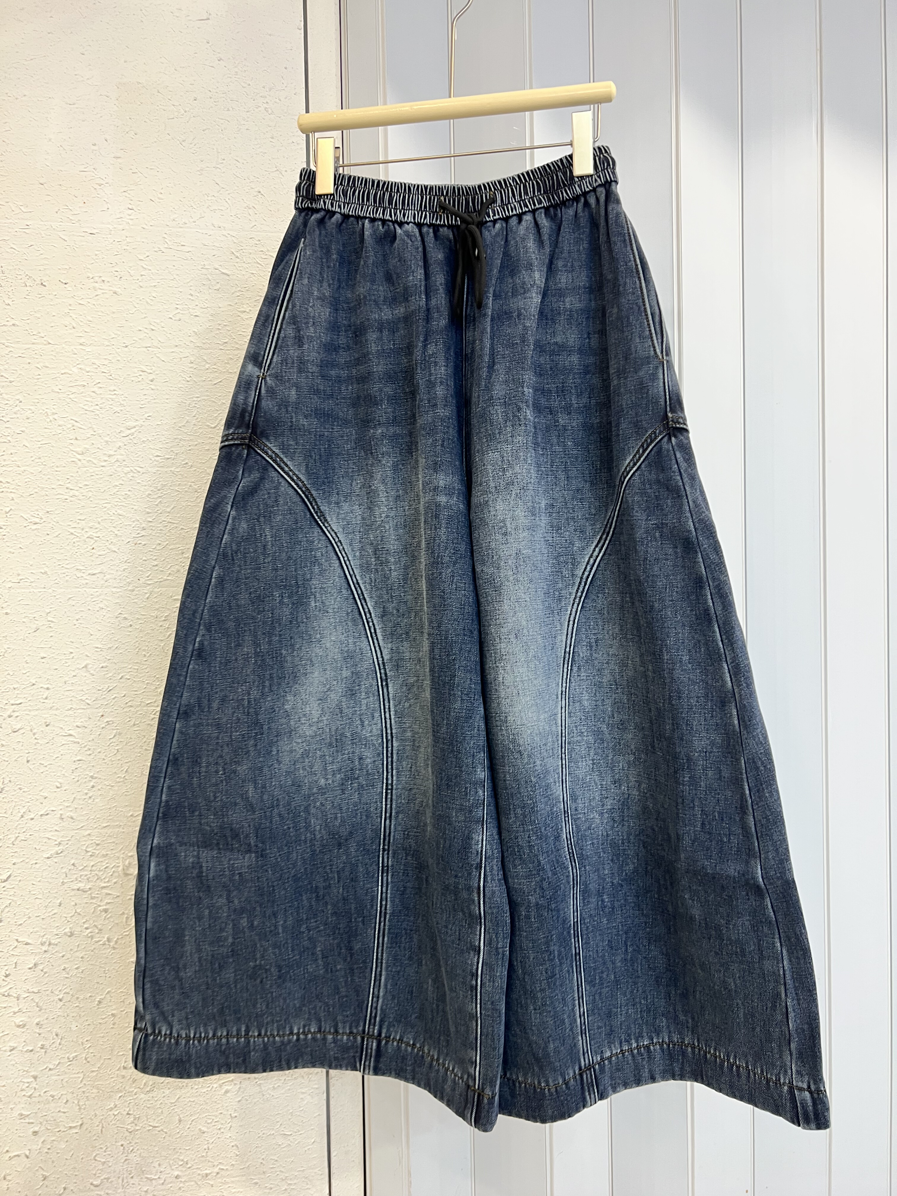 becabeau6771秋冬高腰日系宽松大码胖mm休闲直筒阔腿牛仔裤裙裤女