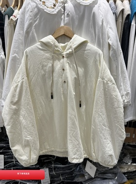 雅懿YAYi3136日系2025秋冬文艺连帽卫衣宽松百搭休闲夹棉上衣衬衫