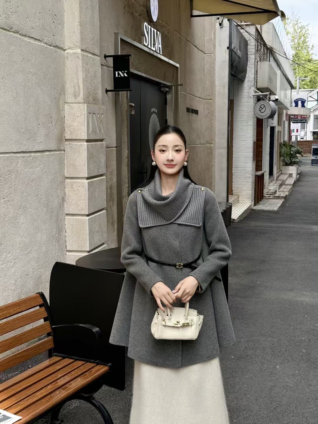 韩国斗篷围巾双面羊绒大衣女2025冬装高端气质时尚中长款羊毛外套