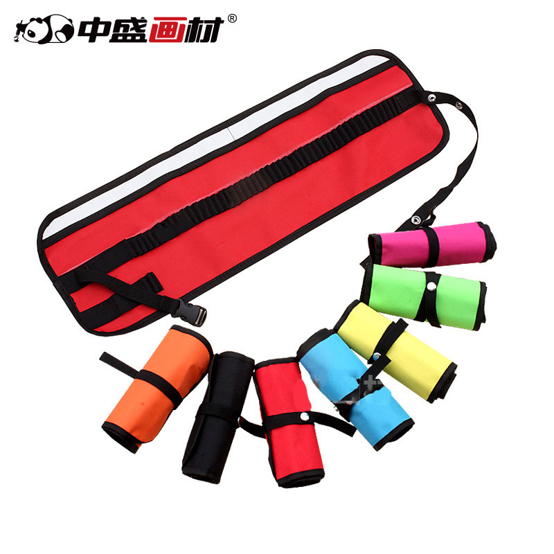 中盛画材48孔小清新纯色铅笔笔帘彩铅笔袋帆布笔帘防落式笔袋卷帘