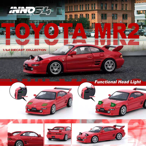 [现货]INNO 1:64 TOYOTA MR2 SW20 红色 可翻灯 合金汽车模型