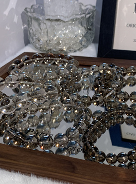 皮皮Pipi｜天然无优化冰透A体茶水晶手链香槟乌龙白茶晶烟晶手串