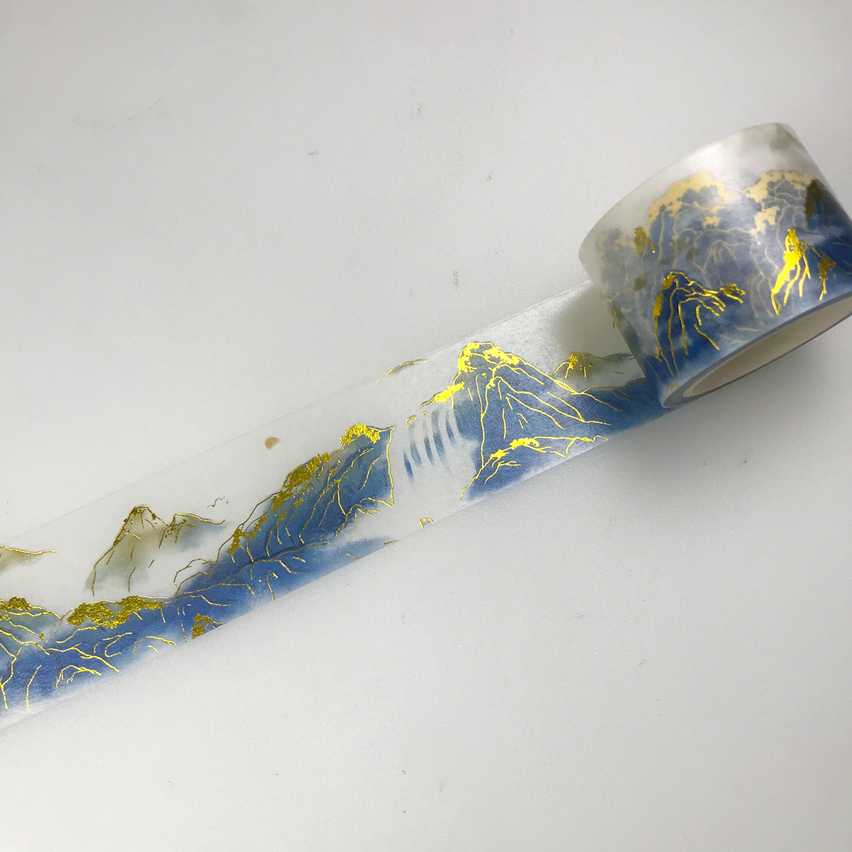 云雾山水烫金和纸胶带中国风手绘插画手账装饰贴纸造景diy贴琵琶