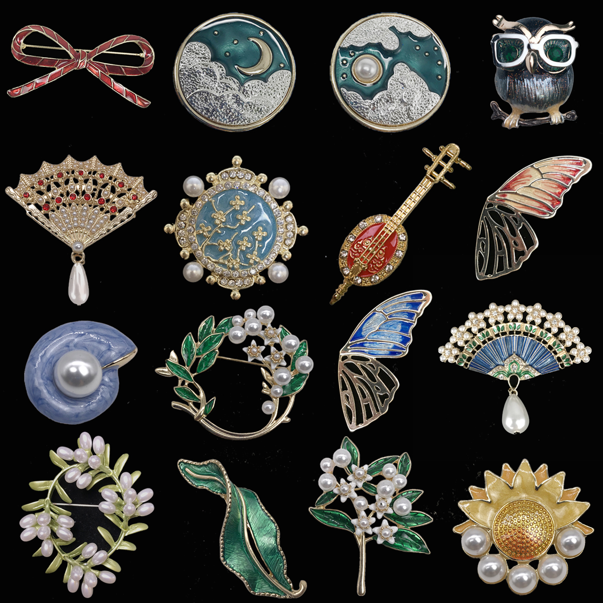 古董风法式复古宫廷毛衣扣珐琅